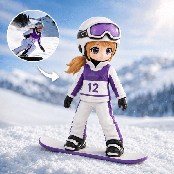 Personalized 3D Printed Snowboard Statue from Photo Unique Sports Keepsake Gift for Sports Ski Lovers