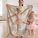 Personalized Oil Painting Style Ballet Girl Photo Soft Throw Blanket with Name Living Room Decor Birthday Gift for Girls Ballet Lovers