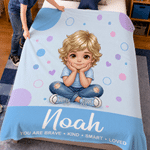 Personalised Polka Dot Cartoon Character Photo Soft Throw Blanket with Name Home Decor Birthday Children's Day Gift for Kids