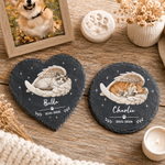 Personalisierter runder, herzförmiger Gartenstein mit Engelsflügeln und Foto Ihres Haustieres, mit Namen und Jahr – Gartendekoration und Gedenkgeschenk für Hunde- und Katzenbesitzer