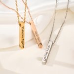Personalized Medical Alert Bar Necklace with 1-4 Sides Text Birthday Gift for Women Patients