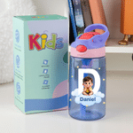 Personalized Cartoon 3D-Style Character Artwork Star Cloud 16 oz Water Bottle with Name and Initial Daily Use Birthday Gift for Boys Girls