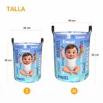 Cesta de la ropa sucia personalizada con foto de personaje de dibujos animados y nombre con asas regalo de vuelta al cole y de cumpleaños para niños