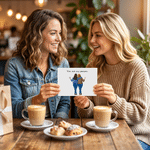 Personalized 2-4 Cartoon Characters Back View Greeting Card with Title & Message Bachelorette Party Birthday Gift for Sisters Besties