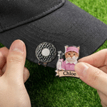 Personalized Cartoon Style Pet Photo Golf Ball Marker Magnetic Hat Clip with Name Golf Club Game Day Birthday Gift for Golfer Pet Owner
