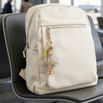 Personalized Bling Multicolor Tassel Airplane Bell Bag Charm Keychain with Initial Birthday Gift for Flight Attendant Friends