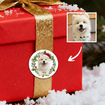 Personalized Christmas Hat Pet Photo Waterproof Stickers Labels with Text Gift Decor Christmas Party Gift for Pet Owner