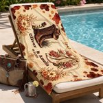 Personalised Cowboy Style Quick-Dry Beach Towel with Names and Date Summer Holiday Essential Anniversary Gift for Couple