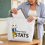 Sac fourre-tout en velours côtelé personnalisé avec texte et personnage de dessin animé - Cadeau de rentrée pour professeur