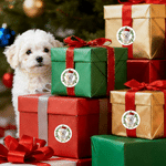 Personalized Christmas Hat Pet Photo Waterproof Stickers Labels with Text Gift Decor Christmas Party Gift for Pet Owner