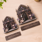 Personalised Dark Fantasy Witchy Bookshop Ornament Wooden Bookshelf Decor with Text and Year Reading Corner Birthday Halloween Gift for Book Lovers