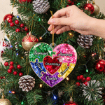 Personalised Heart Shape Coloured Gemstone Texture Puzzle Acrylic Christmas Ornament with Title and Name Tree Decor Christmas Gift for Family Friend