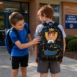 Gepersonaliseerde rugzak met sterrenprint, cartoonfoto en woordwolk – Ruime kinderrugzak met naam – Cadeau voor het nieuwe schooljaar en verjaardagen voor jongens en meisjes
