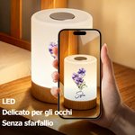 Luce notturna ricaricabile personalizzata con fiore di nascita e nome, intensità regolabile a touch - Regalo per bambini
