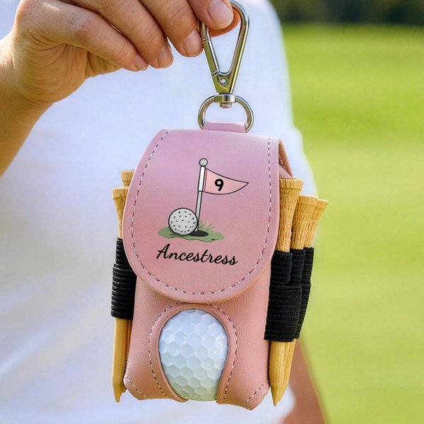 Henkilökohtainen, numeroitu golfreikäliina, PU-nahkainen golfpallolaukku, jossa on nimi ja tiinpidin – syntymäpäivälahja golfaajille ja golfin ystäville