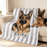 Personalized Watercolor Pet Stripe Soft Throw Blanket with Name and Photo Home Decor Birthday Gift for Pet Owners Lovers