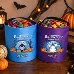 Personalised Halloween Cartoon Weird Skeleton Mummy Ghost LED Light Bucket Bag with Name Trick or Treat Halloween Party Gift for Girls Boys