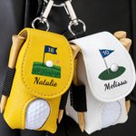 Henkilökohtainen, numeroitu golfreikäliina, PU-nahkainen golfpallolaukku, jossa on nimi ja tiinpidin – syntymäpäivälahja golfaajille ja golfin ystäville