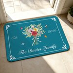 Personalised 1-8 Birth Flowers Bouquet Butterfly Anti-Slip Door Mat with Text  Home Decor Birthday Housewarming Gift for Family Parent
