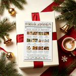 Personalised Photo Collage Christmas Post Flat Greeting Card with 12-Month Reviews and Envelope New Year Christmas Gift for Family Friend