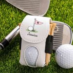 Henkilökohtainen, numeroitu golfreikäliina, PU-nahkainen golfpallolaukku, jossa on nimi ja tiinpidin – syntymäpäivälahja golfaajille ja golfin ystäville