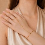Personalized Cross Birthstone Bracelet Dainty Chain Jewellery Wedding Birthday Gift for Women Christians