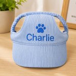 Cappellino da sole multicolore regolabile per animali domestici con nome ricamato personalizzato e fori per le orecchie – Abbigliamento quotidiano per animali domestici – Regalo di compleanno per i pr