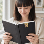 Personalized Cute Book-Reading Character Photo Magnetic PU Leather Bookmark Clip with Name Daily Reading Use Gift Birthday for Book Lovers