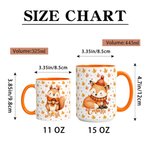 Personalized Autumn Fall Maple Leaf Cartoon Animal Multicolour 11 oz 15 oz Ceramic Mug with Name Daily Use Autumn Back to School Birthday Gift for Kids