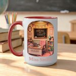 Personalized 3D-Effect Artwork Classroom Scene 11 oz 15 oz Ceramic Mug with Title & Surname Teacher's Day Appreciation Birthday Gift for Teachers