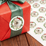 Personalized Christmas Hat Pet Photo Waterproof Stickers Labels with Text Gift Decor Christmas Party Gift for Pet Owner