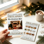 Personalised Photo Collage Christmas Post Flat Greeting Card with 12-Month Reviews and Envelope New Year Christmas Gift for Family Friend