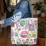 Personalized 3D-Style Artwork Knitted Crochet Patterns Large Capacity Tote Bag with Name Christmas Birthday Gift for Knitting Lover Grandma