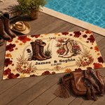 Personalised Cowboy Style Quick-Dry Beach Towel with Names and Date Summer Holiday Essential Anniversary Gift for Couple