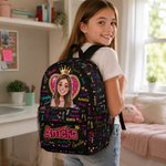 Mochila personalizada de gran capacidad con foto de dibujos animados con estrellas nube de palabras y nombre regalo de vuelta al cole para niños hijos