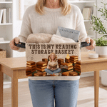 Personalized 3D-Style Character Artwork Photo Design Large Capacity Storage Basket with Name & Text and Handle Home Decor Birthday Gift for Bookworm