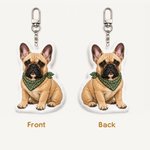 Personalised Cartoon Style Faux Embroidery Pet Photo Plush Bag Charm Keyring Birthday Gift for Pet Lovers
