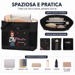 Borsa tote in tessuto Oxford personalizzata con testo e personaggio, tasche a rete, capiente e resistente all'acqua - Regalo per festa dell'insegnante