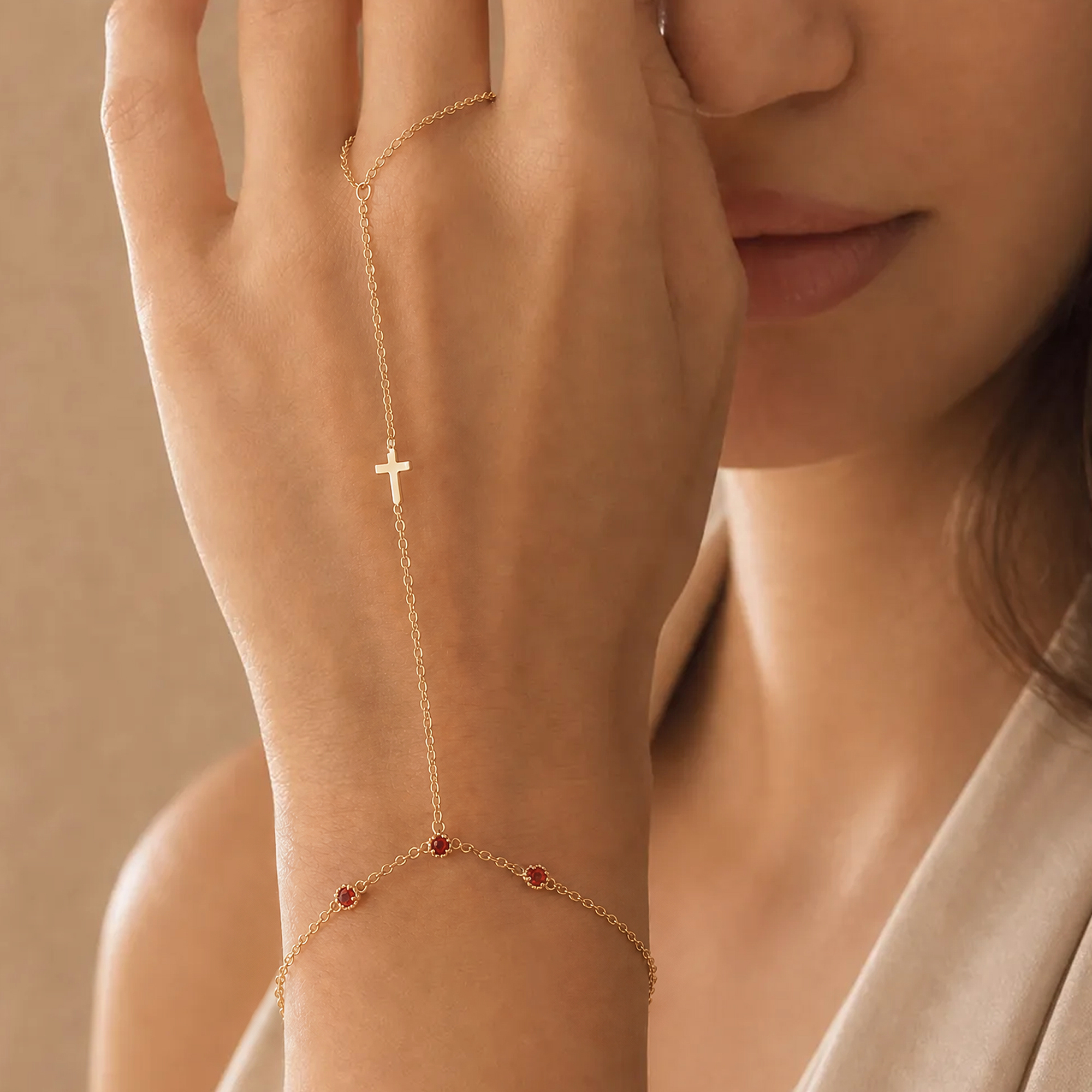 Personalisiertes Armband mit Kreuz und Geburtsstein – zierliche Kette – Schmuck – Hochzeits- und Geburtstagsgeschenk für Frauen und Christinnen