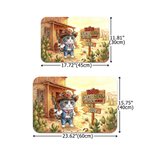 Personalized Western Cowboy Style Pet Photo PU Leather Food Mat with Name and Text Pet Supplies Birthday Gift for Pet Lovers Owners