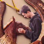 Adorno de acrílico con diseño personalizado de herradura y foto, muy bonito, con texto sobre un rancho de caballos; regalo de Navidad para propietarios de caballos