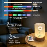 Luce notturna ricaricabile personalizzata con fiore di nascita e nome, intensità regolabile a touch - Regalo per bambini