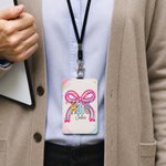 Personalised Coquette Bow Coloured Pencil Style Name ID Card Badge Holder Daily Use Teacher's Day Appreciation Gift for Teachers