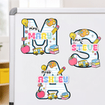 Personalised Pencil Apple Teacher Theme Initial Whiteboard Magnet with Tltle and Surname School Classroom Supplies Back to School Gift for Teacher