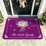 Personalised 1-8 Birth Flowers Bouquet Butterfly Anti-Slip Door Mat with Text  Home Decor Birthday Housewarming Gift for Family Parent