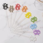 Personalised Multicolour Monogram Design Acrylic Cocktail Stirrers with Letter or Number Wedding Party Drink Decor Anniversary Gift for Bride Groom