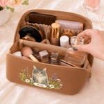 Personalized Watercolor Pet Photo Garland PU Leather Makeup Bag with Name Travel Birthday Gift for Mom Sister Bride Bridesmaid