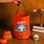 Personalised Halloween Cartoon Weird Skeleton Mummy Ghost LED Light Bucket Bag with Name Trick or Treat Halloween Party Gift for Girls Boys