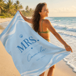 Personalisiertes, übergroßes, schnell trocknendes Strandtuch-Set für „Mr“ und „Mrs“ mit Namen und Jahr der Flitterwochen – 2er-Set als Hochzeitsgeschenk für frisch verheiratete Paare