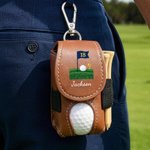 Henkilökohtainen, numeroitu golfreikäliina, PU-nahkainen golfpallolaukku, jossa on nimi ja tiinpidin – syntymäpäivälahja golfaajille ja golfin ystäville